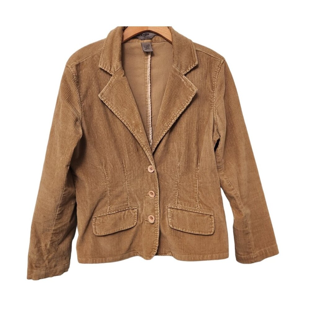 Vintage Halston Jeans Corduroy Stretch Women’s Jacket Blazer Tan Small EUC